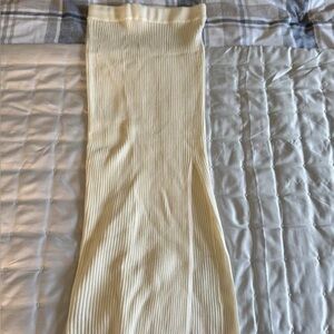 Jack Wills Cream Ribbed Maxi Pencil Skirt